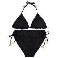 1 x RAW Customer Returns AIJIA Women s Padded Bikini Swimsuit Classic Sexy Triangle Two-Piece Halterneck Swimsuit Black, L - RRP €24.0