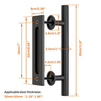 1 x RAW Customer Returns CCJH 30cm Black Sliding Door Handle Sliding Barn Door Handle - RRP €21.98