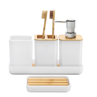 1 x RAW Customer Returns FEILANDUO Bathroom Accessories Set, 5 Piece Bathroom Accessories Gift Set, Soap Dispenser, Soap Dish, Toothbrush Holder, Toothbrush Tumbler, Vanity Tray, Boho Modern Bathroom Decoration - RRP €19.74