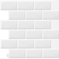 1 x RAW Customer Returns WoStick Pack of 10 White Tile Stickers Kitchen Back Wall Tiles Adhesive Tile Film 3D Self-Adhesive Kitchen Bathroom 30.5 x 30.5 cm  - RRP €30.41