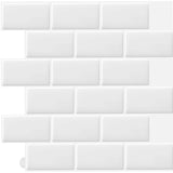 1 x RAW Customer Returns WoStick 10-piece white tile sticker kitchen back wall tiles adhesive tiles tile film 3d self-adhesive kitchen bathroom 30.5 x 30.5 cm  - RRP €37.26