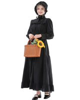 1 x RAW Customer Returns Fiamll Women s Victorian Dress Medieval Clothing Dress Black Gothic Dresses Cotton Casual Dresses Long Sleeve Dress S - RRP €42.35