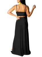 1 x RAW Customer Returns BISKAMY Women s Evening Dress Summer Dress Sexy V-Neck Long Sling Dress Women Chiffon 2 Piece Dress with Slit Party Dress Clothing Maxi Dress - RRP €36.99