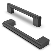 1 x RAW Customer Returns FURNIWARE 10 pieces furniture handles, 128 mm hole spacing stainless steel furniture handles cupboard handles kitchen cabinet handle used for door handle of bathroom door wardrobe matt black  - RRP €29.99