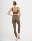 1 x RAW Customer Returns Ducomi ANA Fitness Set for Women, Leggings for the Gym, Top Push Up with Cups - Sports Suit Running, Yoga, Tennis and Gym - Slim Leggings and Sports Bra Brown, L  - RRP €29.99