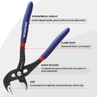 1 x RAW Customer Returns WORKPRO 2 Piece Adjustable Pipe and Nut Pliers Set, 180mm and 250mm Parrot Pliers, Quick Adjustment, with Comfortable Grip - RRP €19.15