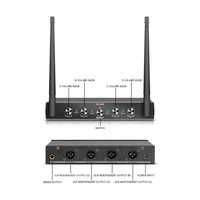 1 x RAW Customer Returns D Debra Audio AU400 Pro UHF 4 Channel Wireless Microphone System with Cordless Lavalier Headset Mic, Metal Receiver, Ideal for Karaoke Church Party with 4 Handheld A  - RRP €149.56