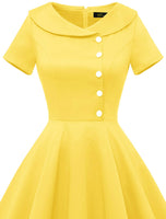 1 x RAW Customer Returns Wedtrend Women s Cocktail Dress Rockabilly Evening Dress Short Vintage Ladies 1950s Yellow XXL - RRP €33.29