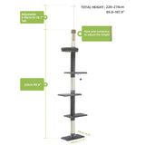 1 x RAW Customer Returns PAWZ 5 Tier Cat Tree Adjustable Height Climbing Activity Center with Scratching Post Cozy Bed Dangling Ball for Kittens Indoor - RRP €59.99