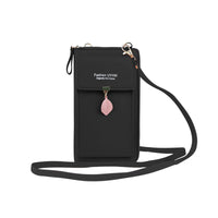 1 x RAW Customer Returns WisePoint Cell Phone Bag, Women s Small PU Leather Shoulder Bag Cell Phone Wallet Bags with Zipper, Women s Shoulder Bag with Metal Leaves for Cell Phone, Key, Card Black  - RRP €58.8