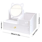 1 x RAW Customer Returns LEcylankEr Makeup Organizer, Bathroom Makeup Organizer, Bathroom Makeup Organizer with Mirror and Drawers White, for Bedroom Bathroom Round Mirror  - RRP €22.18