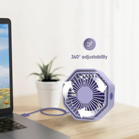 1 x RAW Customer Returns Bigqin USB Fan, Mini Fan 360 Rotation, 3 Speeds Table Fan, Quiet Hexagon Table Fan Compatible with PC Notebook Computer - White - RRP €11.86