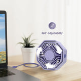 1 x RAW Customer Returns Bigqin USB Fan, Mini Fan 360 Rotation, 3 Speeds Table Fan, Quiet Hexagon Table Fan Compatible with PC Notebook Computer - White - RRP €11.86