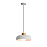 1 x RAW Customer Returns HJXDtech Nordic Modern Simple Metal Pendant Light E27 Wooden Lamp Holder 30cm Pendant Lamp Hanging Lamp Vivid Color For Kitchen Bedroom Lounge Bianca  - RRP €65.99