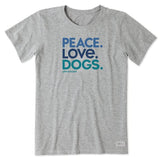 1 x Brand New Life Is Good Women s Peace Love Dogs Crusher Tee XX-Large, Heather Grey  - RRP €22.8