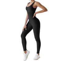 1 x RAW Customer Returns Jetjoy Women s Sports Jumpsuit Long Yoga Sleeveless Bodycon One-Piece Full Body Suit Stretch Elegant Jumpsuit Tight Square Neckline Ribbed Workout Overall Trouser Suit Square Neck Black L - RRP €29.53