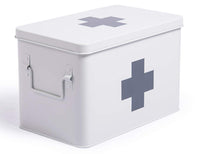 1 x RAW Customer Returns Theo Cleo medicine box metal, first aid box case cabinet, medicine cabinet medicine case retro, medicine cabinets large XXL, 32 19 20 cm white - RRP €35.99