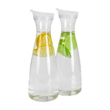 1 x RAW Customer Returns Povxlum 2 Pieces 1L Plastic Water Carafes with White Flip Tab Lids - Food Safe and Recyclable Shatterproof Jugs - Juice Glass - RRP €19.67