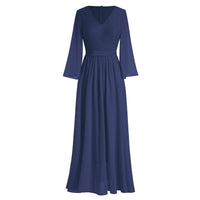 1 x Brand New Odizli Evening Dress Women Long Elegant 3 4 Sleeve V-Neck Lace Chiffon Dress Festive Wedding Wedding Guest Ball Gowns Bridesmaid Dresses Graduation Dress Confirmation Dresses Dark Blue L - RRP €60.49