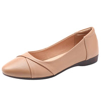 1 x Brand New amropi Women s Pleated Closed Toe Slip On Work Ballet Flats Almond,36 EU  - RRP €43.99