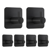 1 x RAW Customer Returns Towel holder wall hook hanger for no drilling hooks for gluing strong self-adhesive adhesive hooks bathroom black matt stainless steel bathroom brackets bathroom kitchen 6 pieces  - RRP €9.06