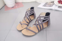 1 x RAW Customer Returns Sandals Women s Summer Roman Gladiator Sandals for Women Thong Braided with Cross Zip Flat Summer Shoes Grey, 42 EU . - RRP €33.82