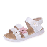 1 x RAW Customer Returns QZBAOSHU Sandals Girls Sandals Summer Leather Flowers for Toddler Girls 32 EU CN 33, White  - RRP €23.99