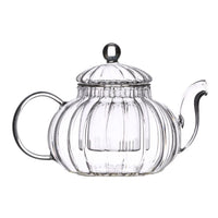 1 x RAW Customer Returns SHERCHPRY Teapot Warmer Glass Flower Teapot Small Clear Glass Teapot Pumpkin Glass Teapot Borosilicate Clear for Camping Travel Tea Kettle with Tea Strainer - RRP €18.89