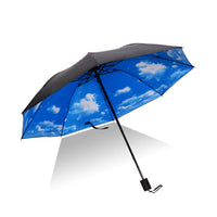 1 x RAW Customer Returns Hosoncovy Blue Sky Folding Umbrella Double Layer Windproof Anti-UV Sun Protection 100CM Compact Umbrella for Women Men - RRP €32.4