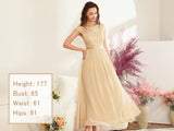 1 x RAW Customer Returns DRESSTELLS Women s Evening Dresses Elegant for Wedding Cocktail Dress Lace Ball Gowns Maxi Length Champagne M - RRP €65.12