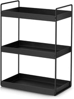 1 x RAW Customer Returns Kitchen spice rack standing shelves with 3 levels shower shelf storage bathroom worktop under cabinet shelf organizer vanity tray cosmetic make-up storage, black - RRP €41.34