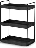 1 x RAW Customer Returns Kitchen spice rack standing shelves with 3 levels shower shelf storage bathroom worktop under cabinet shelf organizer vanity tray cosmetic make-up storage, black - RRP €41.34