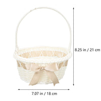 1 x RAW Customer Returns Gadpiparty 2pcs Flower Girl Baskets For Wedding Vintage Champagne Ribbon Woven Storage Basket With Handle Bow Basket For Girls Wedding Ceremony Party Decoration - RRP €32.29