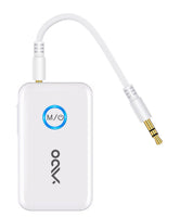 1 x RAW Customer Returns YMOO Bluetooth 5.3 Transmitter Receiver for TV from 2 Wireless Headphones, 3.5 mm Jack AUX Audio Adapter, Aptx Low Latency, Transmission from TV Smartphone PC Tablet to Headphones Speaker Airplane White  - RRP €27.37