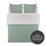 1 x RAW Customer Returns Blumtal reversible bed linen 135x200 - made of breathable microfiber - duvet cover 135x200 pillowcase 80x80 Oeko-Tex - soft non-iron bed linen set, 2-piece, green light gray - RRP €25.99