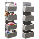 1 x Brand New EZOWARE 2 Pack 4 Compartments Hanging Organizer, Multifunctional Hanging Over the Door Organizer for Towels, Toys Gray  - RRP €20.99