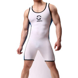 1 x RAW Customer Returns CSMARTE Men s Jockstrap Leotard Underwear Jumpsuits Wrestling Singlet Bodysuit Swimwear, White, M - RRP €29.1