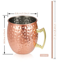 1 x RAW Customer Returns BVHOTO Moscow Mule Mugs, Set of 4, 4 x 18 oz Copper Mugs, 4 x Straws, Stainless Steel and Copper Plated Moscow Mule Mugs, Hammered and Handmade for Home, Bar, Party - RRP €25.1