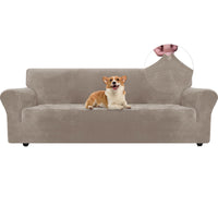 1 x RAW Customer Returns Ystyle Sofa Cover Velvet 4 Seater, Stretch Sofa Cover, Sofa Protector Non-Slip, Elastic Sofa Cover, Sofa Cover with Armrests, Cover Sofa Sofa Protector Cat Couch Protector Sofa Blankets, Khaki - RRP €45.24