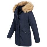 1 x RAW Customer Returns Elara Women s Winter Parka Coat Faux Fur Chunkyrayan 20401 Dark Blue 42 XL  - RRP €90.44