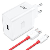 1 x RAW Customer Returns 65W USB Charger for Oneplus SuperVooc Charge, USB Power Adapter with Type C Charging Cable 1M USB Charging Plug for OnePlus 12 12R 10 Pro CE 3 Lite Nord 3 Nord 2T 9 Pro 9 N20 N10 N100 8T 8 Pro 8 7T OPPO Reno 11F - RRP €28.58