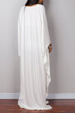 1 x RAW Customer Returns YouKD Women s Long Maxi Dress Bohemian Caftan Beach Dress Cover Up Swimsuit One Size Comfortable Wear A White One Size - RRP €27.53