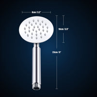 1 x RAW Customer Returns High Pressure Metal Hand Shower - Voolan 3 Round Shower Head with Shower Head for Powerful Shower at Low Water Pressure - Stainless Steel Rain Shower Round  - RRP €17.02