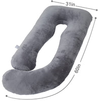 1 x RAW Customer Returns AS AWESLING Pregnancy Pillow, U-shaped Full Body Pillow, Nursing Pillow, Support and Pregnancy Pillow for Pregnant Women with Removable Cover Dark Grey Made of Cotton - RRP €33.14