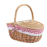 1 x RAW Customer Returns Gokelomg Wicker Picnic Basket in Country House with Lid and Liner for Picnics, Parties and Barbecue Evenings - RRP €33.05