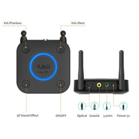 1 x RAW Customer Returns 1Mii Long Range Receiver, HiFi Wireless Audio Adapter, aptX Low Latency Bluetooth 5.1 Receiver with 3D Surround for Stereo System Speakers, Optical Coaxial 3.5mm RCA AUX - RRP €36.3