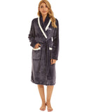 1 x RAW Customer Returns AMYTIS LINGERIE Bathrobe for Women Female Dressing Gown Soft Lightweight Plush Sleepwear with Pockets, XXL, Letter Dark Purple - RRP €31.45