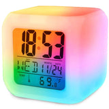 1 x RAW Customer Returns Zamnes Portable Digital Alarm Clock 7 LED Colors for Bedside Table Digital Desktop Clock with Alarm and Thermometer - RRP €16.79