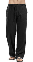 1 x Brand New FEOYA Men s Cotton Blend Linen Trousers Casual Pants with Pockets Casual Drawstring Trousers S to 5XL Size XL, black - RRP €27.6