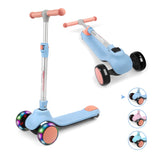 1 x RAW Customer Returns BremToy children s scooter, children s scooter with height-adjustable handlebars, scooter with LED wheels, foldable kick scooter for toddlers boys girls from 2 years, blue - RRP €44.36